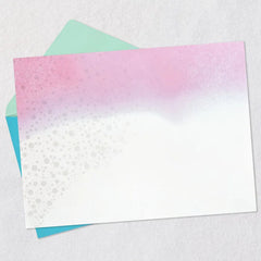 Watercolor Flowers and Sequins Blank Thank You Card