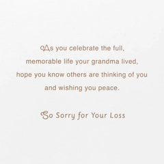 Wishing You Peace Sympathy Card for Loss of Grandmother