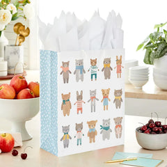 15.5" Dapper Bears and Bunnies Extra-Large Gift Bag