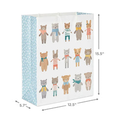 15.5" Dapper Bears and Bunnies Extra-Large Gift Bag