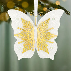 10th Anniversary Brilliant Butterflies Porcelain and Metal Ornament