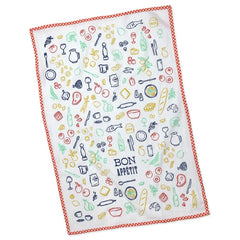 Bon Appétit Food Icons Tea Towel, 18x24