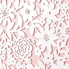 White Flowers on Blush Pink Blank Card