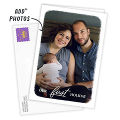 Our First Holiday White Frame Custom Holiday Card