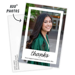 Thanks White Frame Flat Graduation Thank You Card