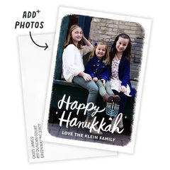 White Frame and Menorah Flat Hanukkah Photo Card