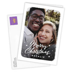White Frame and Snow Custom Christmas Card