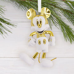 Disney Mickey Mouse White and Gold Ceramic Hallmark Ornament