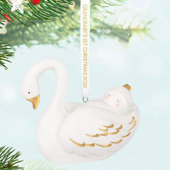 Grandbaby's First Christmas Swan 2025 Porcelain Ornament