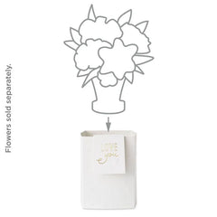 Build-a-Bouquet Love You White Hearts Pop-Up Paper Vase With Mini Card