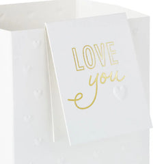 Build-a-Bouquet Love You White Hearts Pop-Up Paper Vase With Mini Card