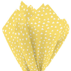 White Hearts on Yellow Tissue Paper, 6 Sheets