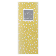 White Hearts on Yellow Tissue Paper, 6 Sheets