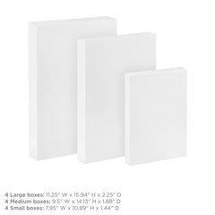 White 12-Pack Small, Medium and Large Gift Boxes Assortment