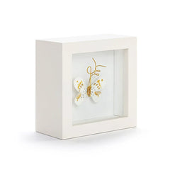 Demdaco Love From Above White and Gold Butterfly Small Shadow Box, 4"