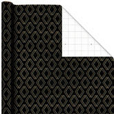 Shadow Diamonds on Metallic Black Wrapping Paper Roll, 17.5 sq. ft.