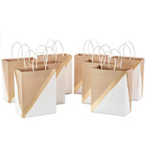 9.6" White and Kraft Paper 8-Pack Gift Bags