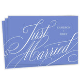 Elegant Blue Calligraphy Flat Wedding Announcement