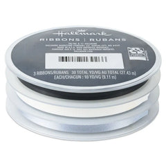 White/Matte Silver/Metallic Black 3-Pack Curling Ribbon, 90' total