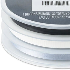 White/Matte Silver/Metallic Black 3-Pack Curling Ribbon, 90' total