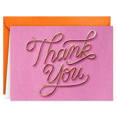 Wire Letters on Pink Blank Thank You Notes, Pack of 10