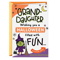 Color the Treats Halloween Card with Activities for Granddaughter