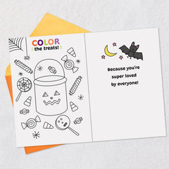 Color the Treats Halloween Card with Activities for Granddaughter