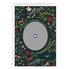 Colorful Woodland on Green Custom Christmas Card