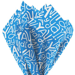 Yay Doodles on Blue Tissue Paper, 6 Sheets