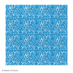 Yay Doodles on Blue Tissue Paper, 6 Sheets