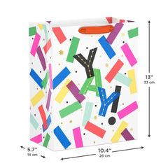 13" Yay! Colorful Confetti on White Large Gift Bag