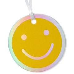 Yellow Smiley Face Die-Cut Gift Tag