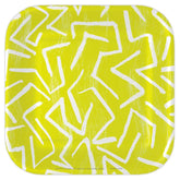 Zig-Zag Stripe on Yellow Dessert Plates, Pack of 8