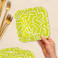 Zig-Zag Stripe on Yellow Dessert Plates, Pack of 8