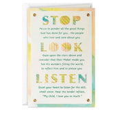 Stop, Look, Listen and Enjoy Religious Birthday Card
