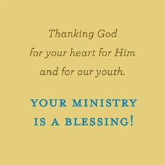 Thanking God for Your Heart Religious Clergy Appreciation Card for Youth Minister
