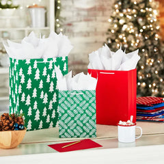 Assorted Sizes and Designs 12-Pack Christmas Gift Bags