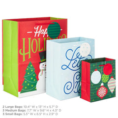 Let It Snow 8-Pack Holiday Gift Bags, Assorted Sizes and Designs