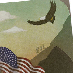 Bald Eagle Flying Over American Flag Blank Card