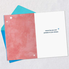 Proud and Grateful American Flag and Stars Thank-You Card
