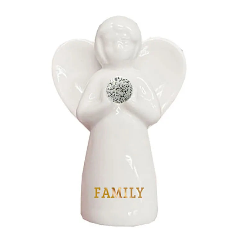 Dalmatian Stone Angel of Family Mini Figurine, 2"