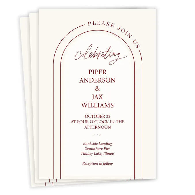 Hint of Crimson Flat Wedding Invitation