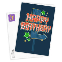 Retro Neon Sign Custom Birthday Card