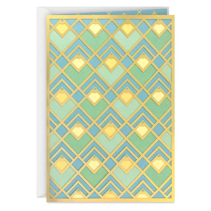 Art Deco Gold, Green and Blue Blank Card