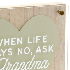 Ask Grandma Layered Square Quote Sign, 8x8
