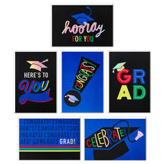 Assorted Bold and Iridescent Graduation Cards, Box of 36