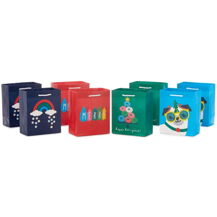 6.5" Sweet Surprises 8-Pack Small Christmas Gift Bags Assortment