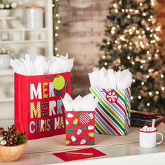 Assorted Festive Fun 8-Pack Small, Medium and Large Christmas Gift Bags