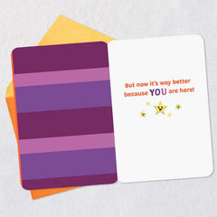 Purple Bat With Candy Corn First Halloween Card for Grandson