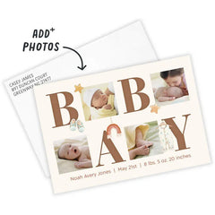 Baby Blocks Photo Collage Flat Birth Announcement